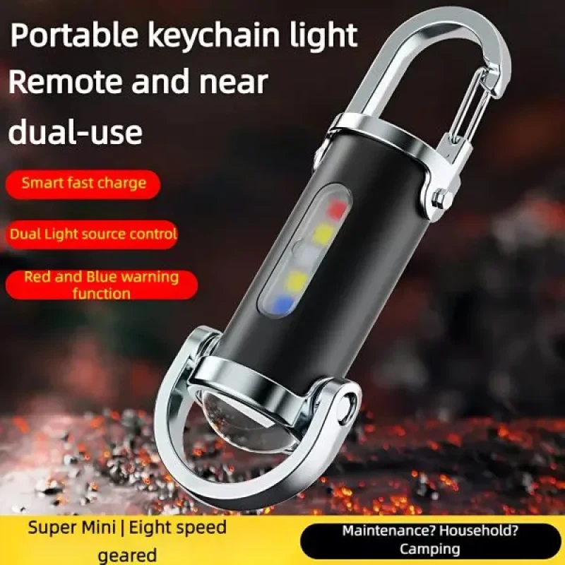 7 Modes High Power LED + COB Keychain Flashlight With Type-C Charger – KD088 Material: ABS Size: 8.8cm / 3.43″ Battery: 14500 7mode: High – Low-Strobe – SOS- Sidelight strong floodlight – Sidelight strobe – Red blue flash