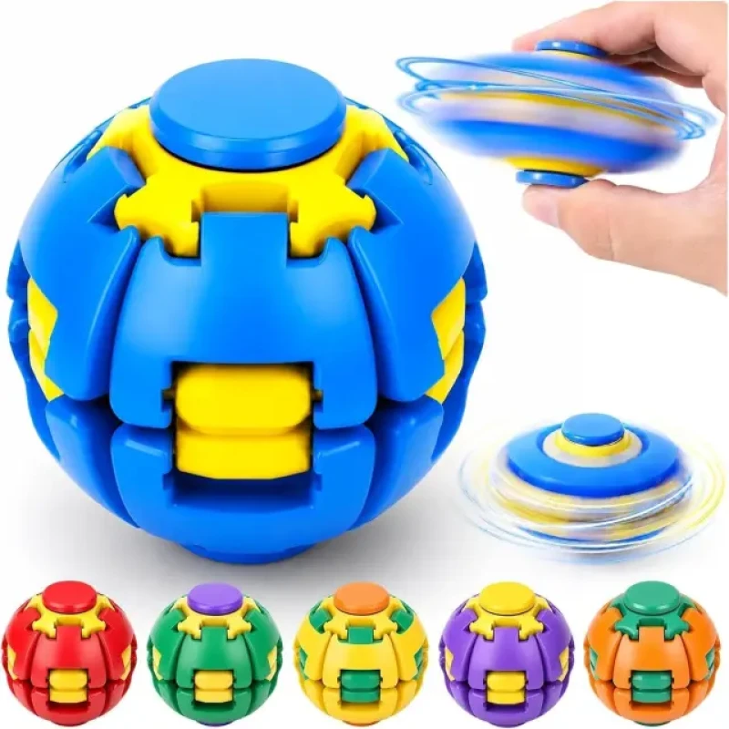 3D Printed Press-to-Spin Fidget Ball Toy – 360° Rotating Sensory Stress Relief & Anti-Anxiety Puzzle Sphere for Kids & Adults