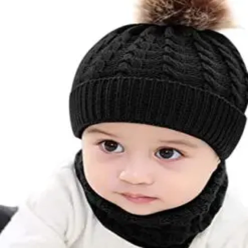 Kids Winter Knitted Hat And Scarf (Ash