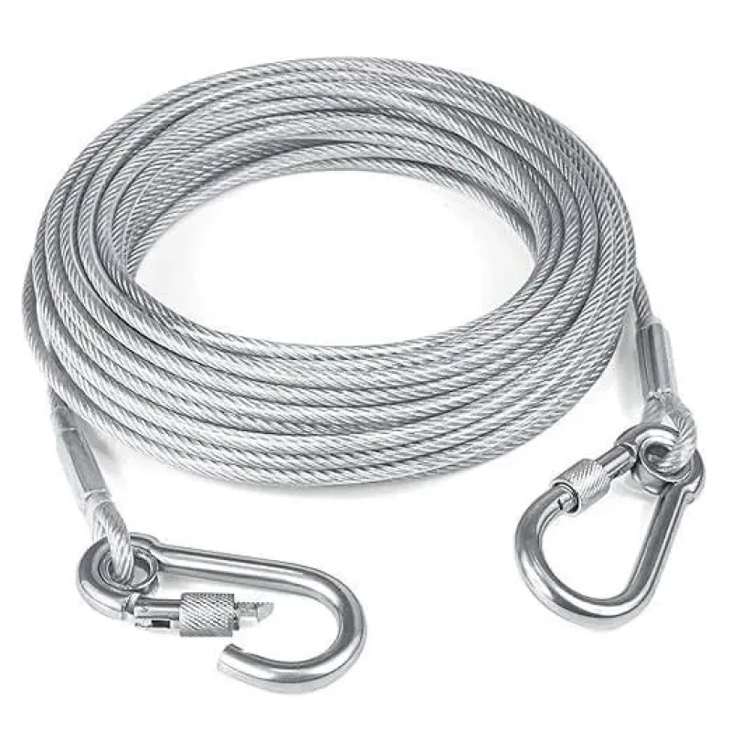 Heavy Duty Stainless Steel Clothesline Rope with Safety Hooks – Rust-Resistant Portable Clothes Drying Wire for Home, Bathroom, Balcony, Travel, Camping & Outdoor Use